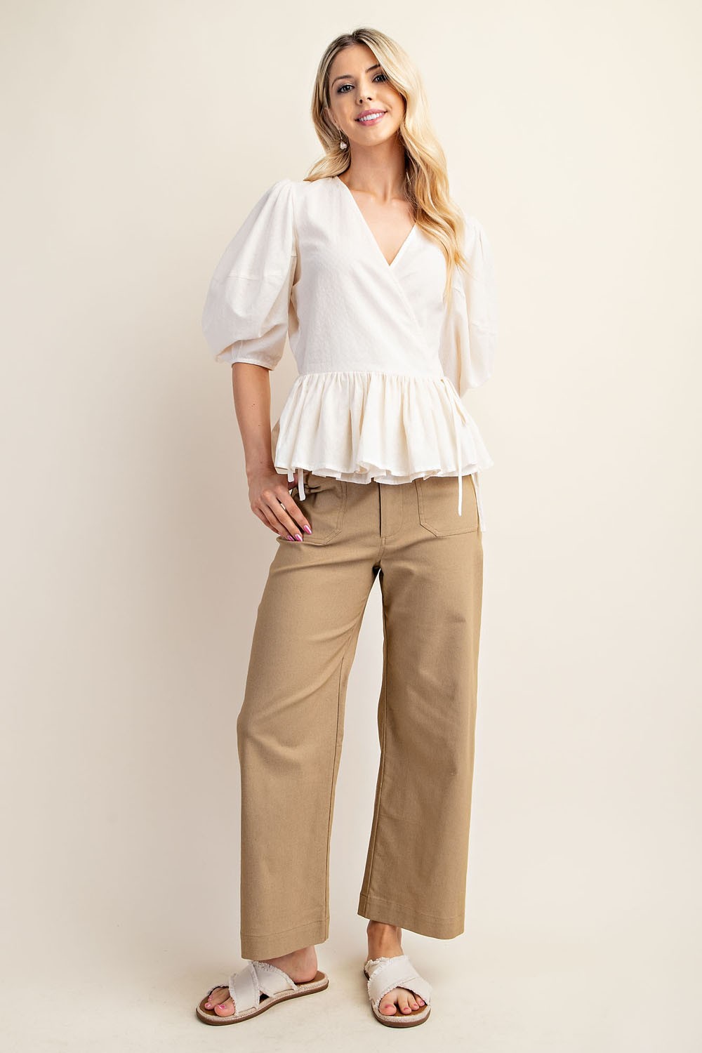 Cathy Cropped Ankle Pants Khaki