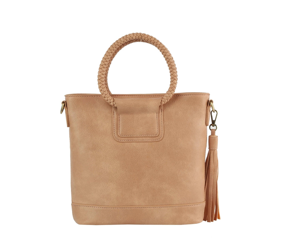 Braided Top Handle Tote Taupe