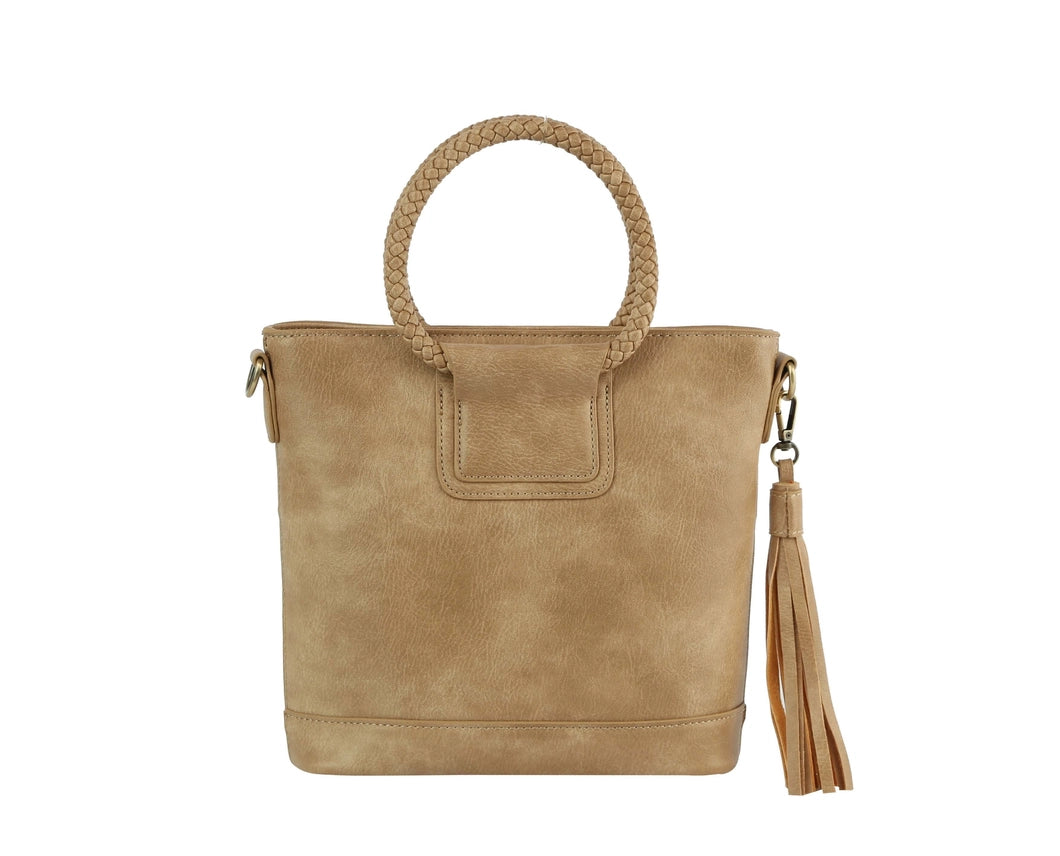 Braided Top Handle Tote Stone