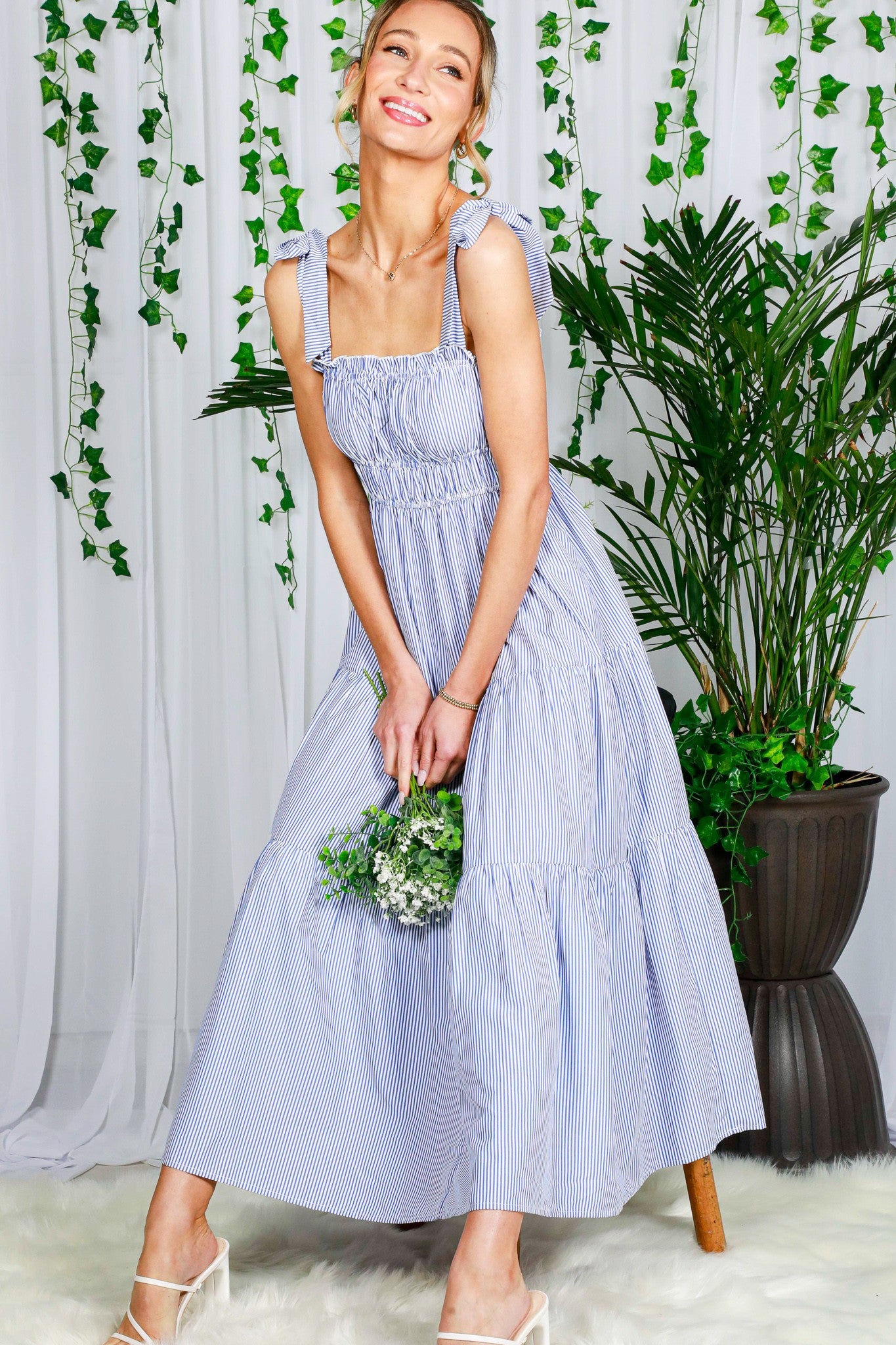 Sally Striped Maxi Dress Blue