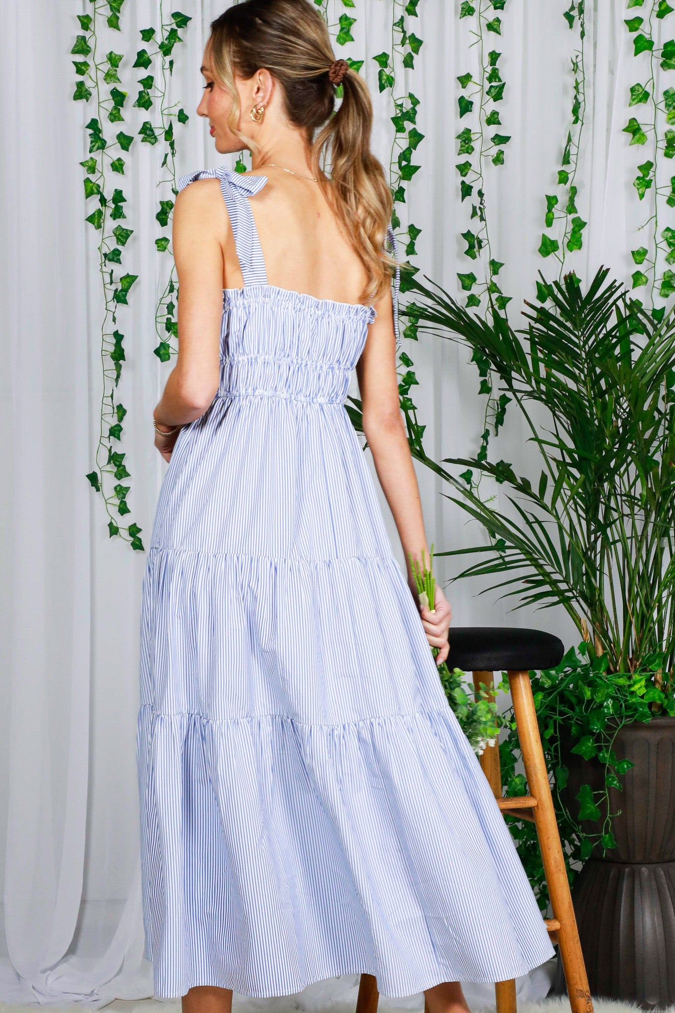 Sally Striped Maxi Dress Blue