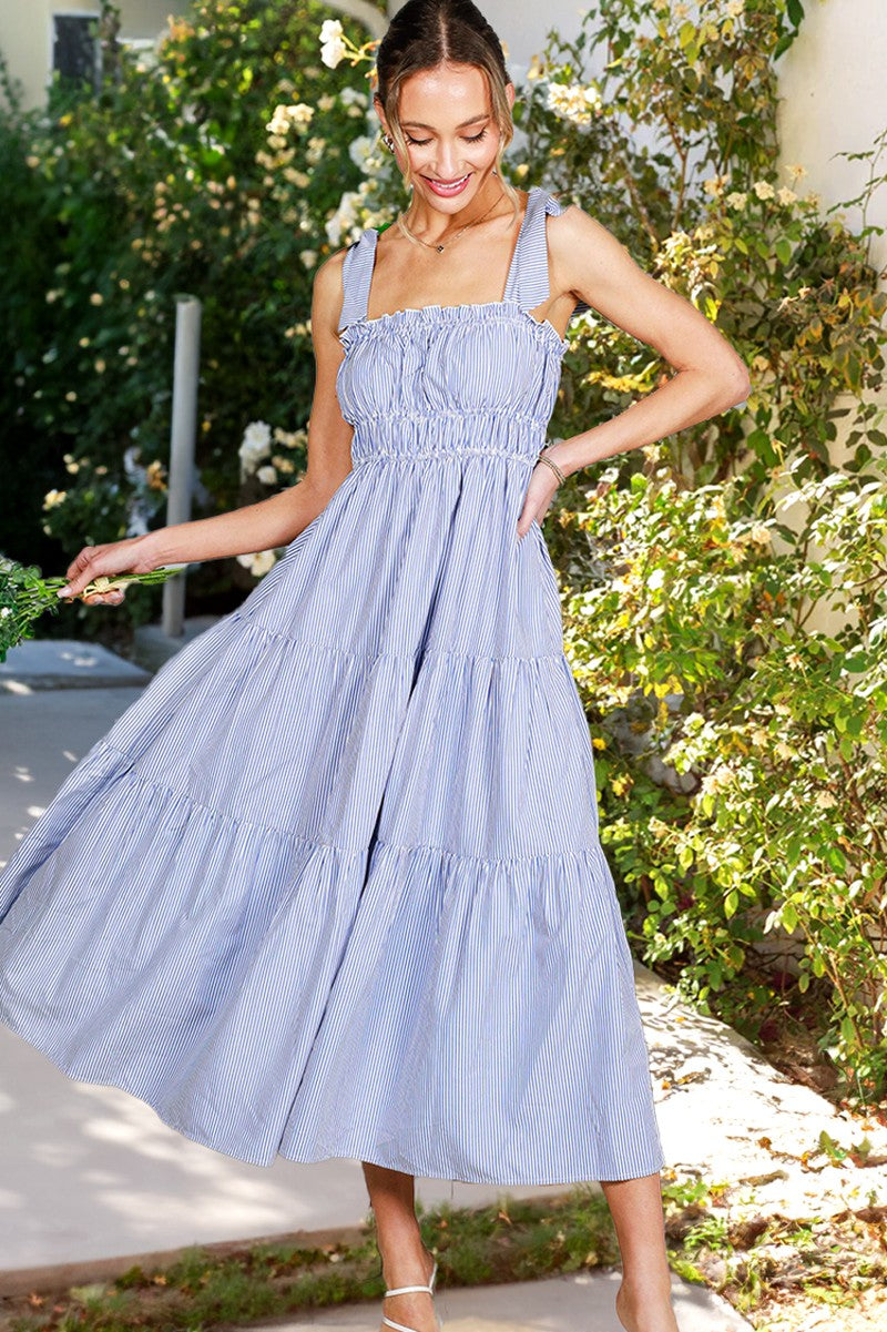 Sally Striped Maxi Dress Blue