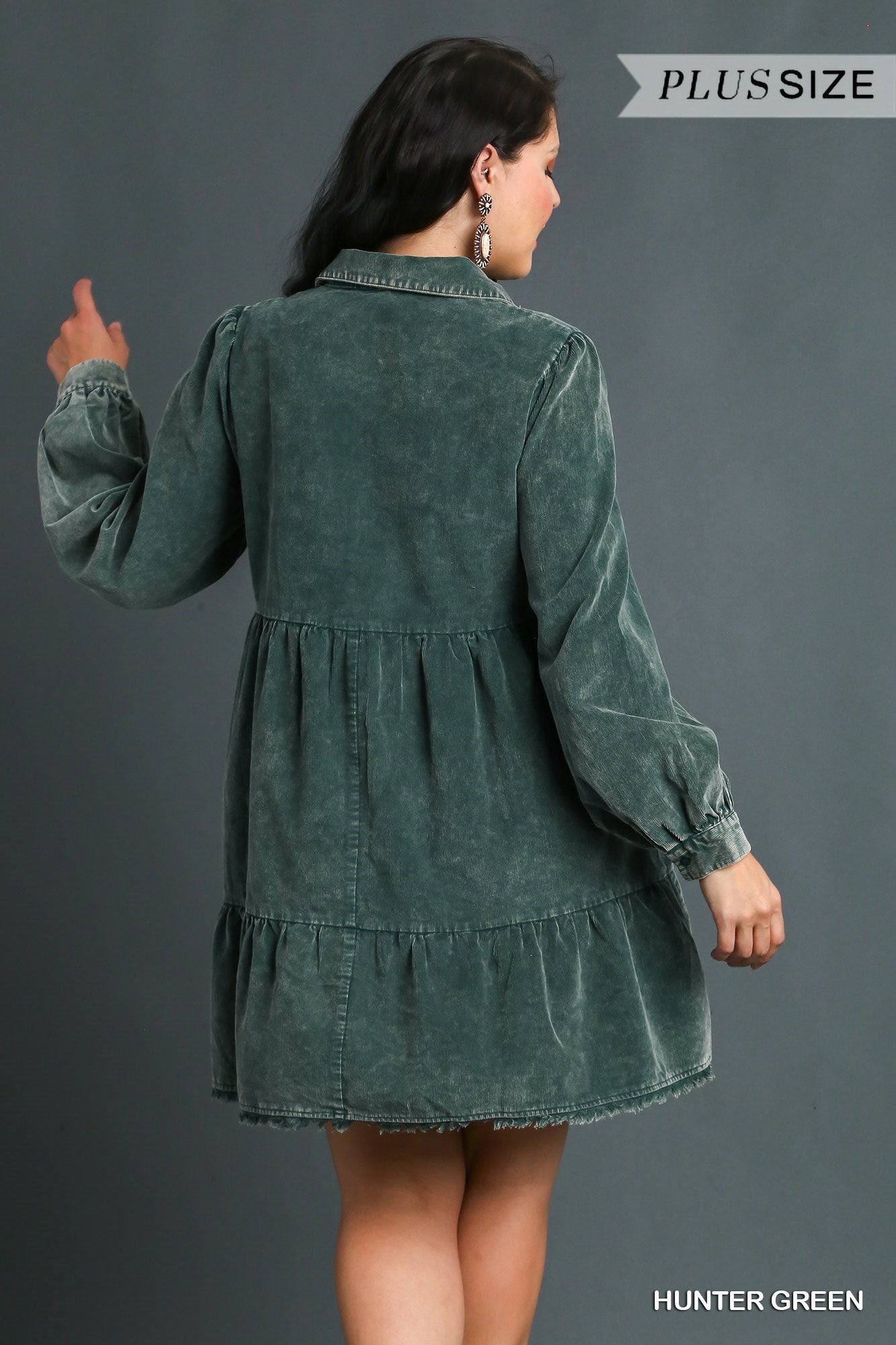 Madison Mineral Washed Corduroy Dress Hunter Green