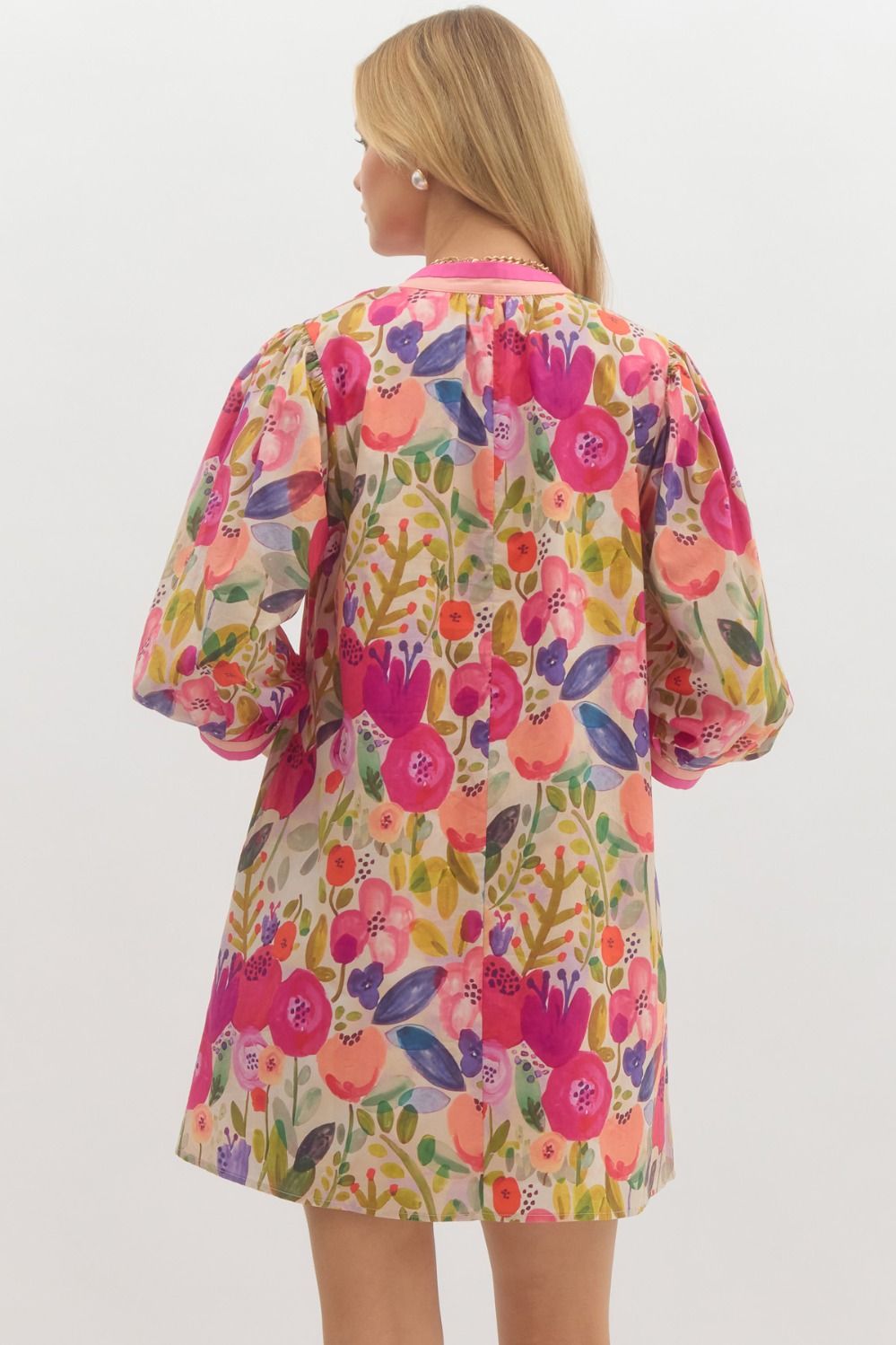 Rachael Floral 3/4 Sleeve Mini Dress Berry