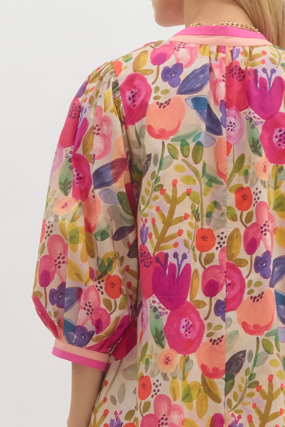 Rachael Floral 3/4 Sleeve Mini Dress Berry