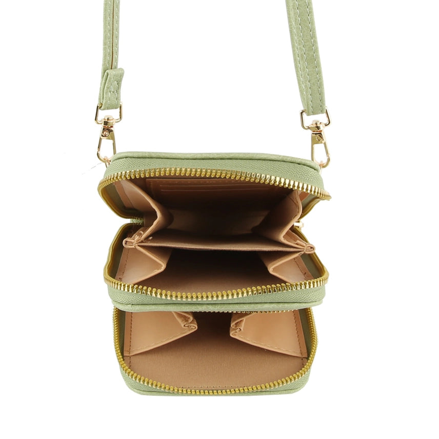 Double Zip Adjustable Strap Small Crossbody Denim