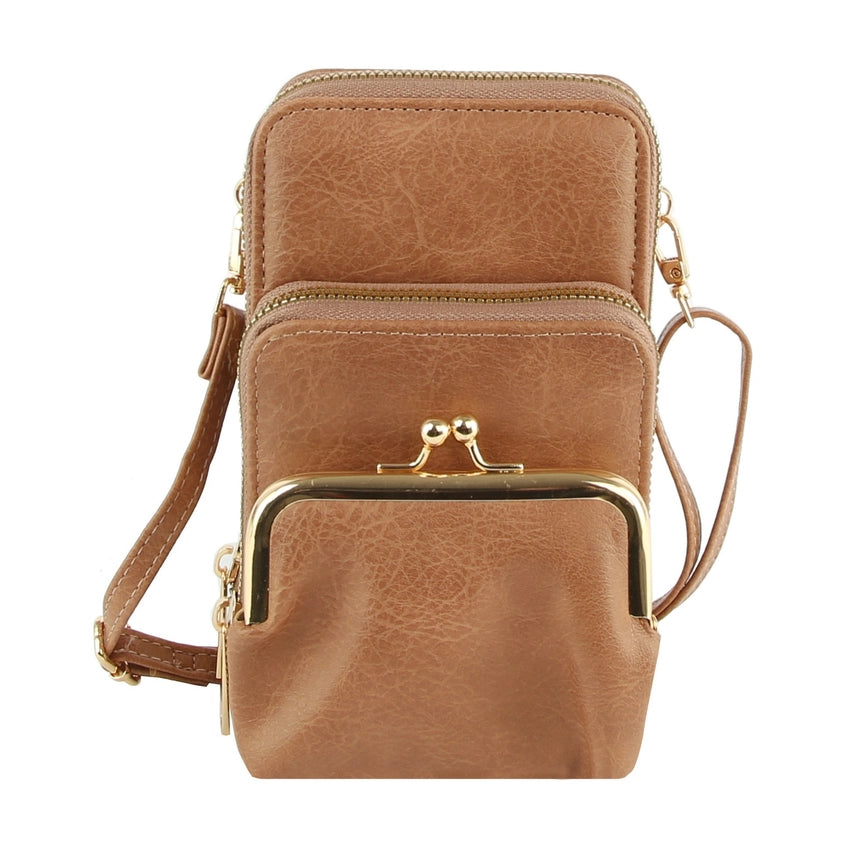 Double Zip Adjustable Strap Small Crossbody Blush