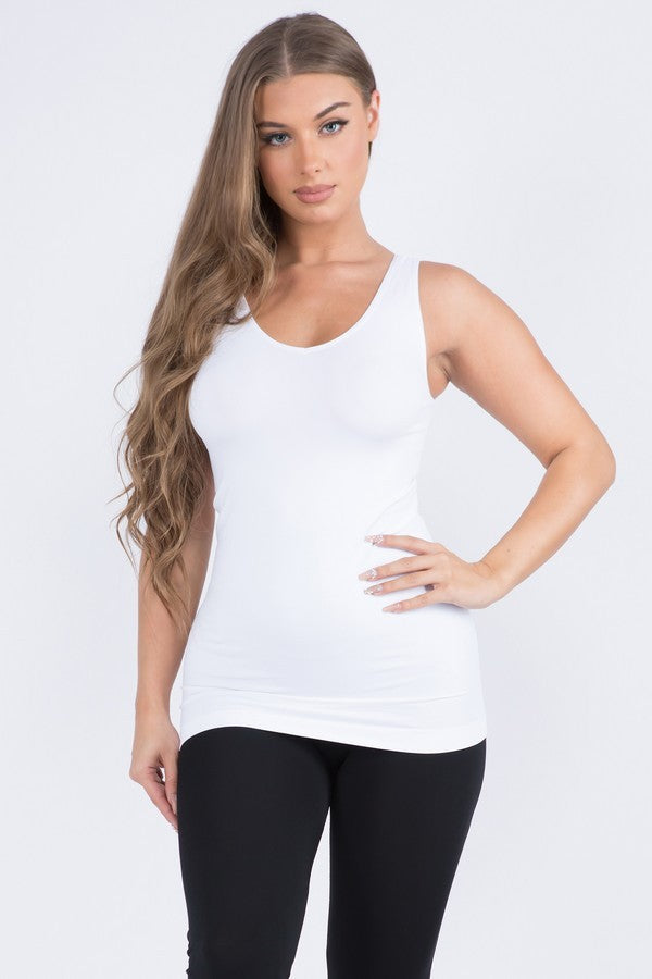 Seamless Reversible Neck Tank-One Size Regular : White