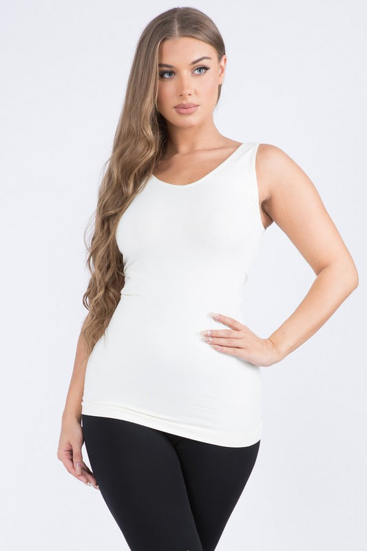 Seamless Reversible Neck Tank Ivory Regular