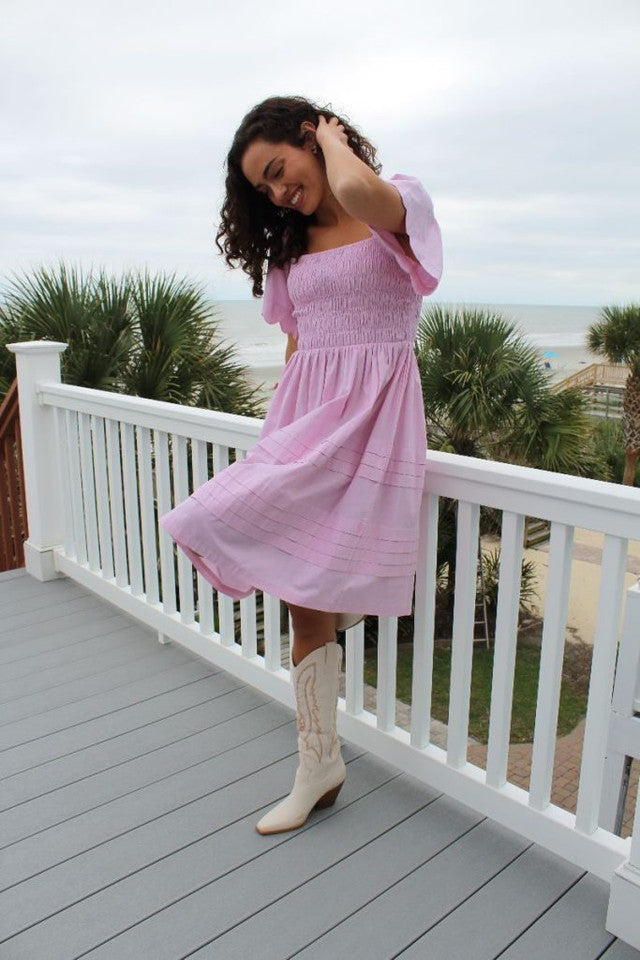 Simply Southern Scallop Dress Light Pink