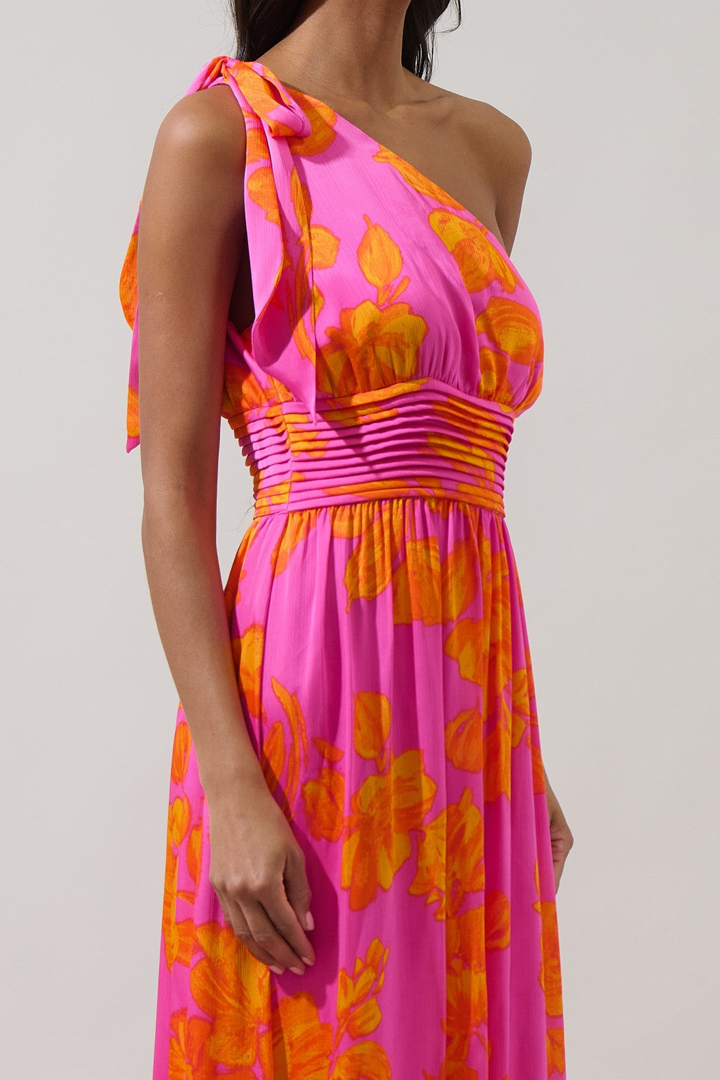 open lace back dress A Bright Two-Tone Pink and Orange Maxi Dress main image 1